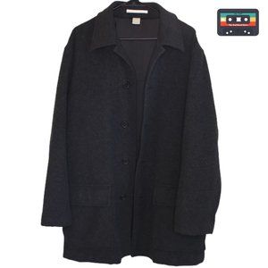 Perry Ellis Overcoat Dark Grey Blended Wool Medium